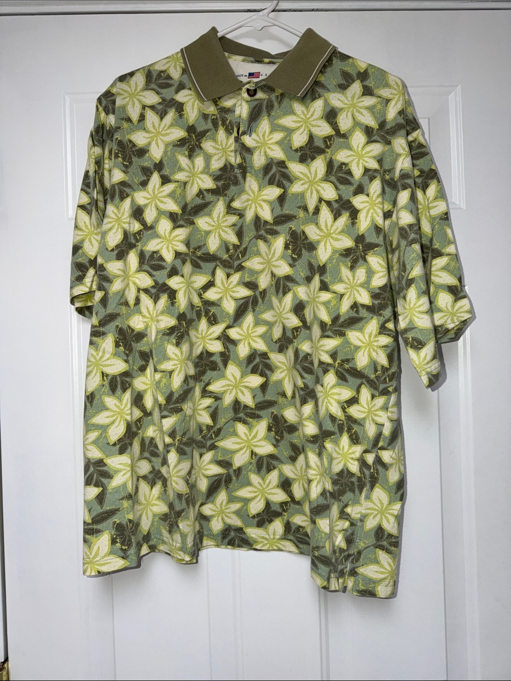 Skins Olive & Yellow Floral Polo Shirt - Casual Short Sleeve